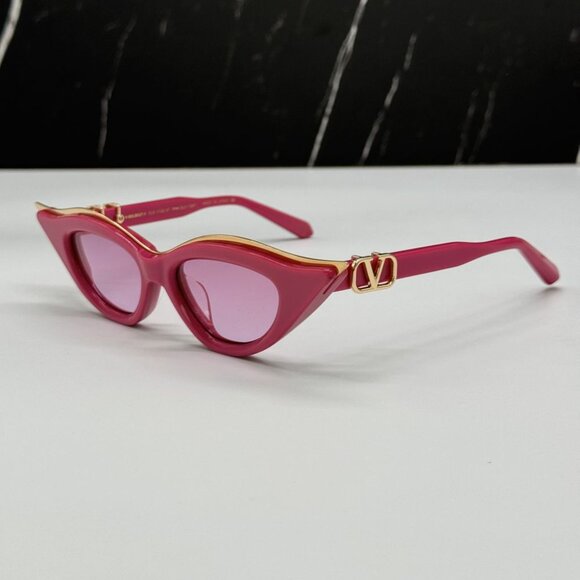 NEW V-GOLDCUT VLS-114D VALENTINO SUNGLASSES PINK CAT EYE EYEWEAR VALENTI… - Picture 7 of 12